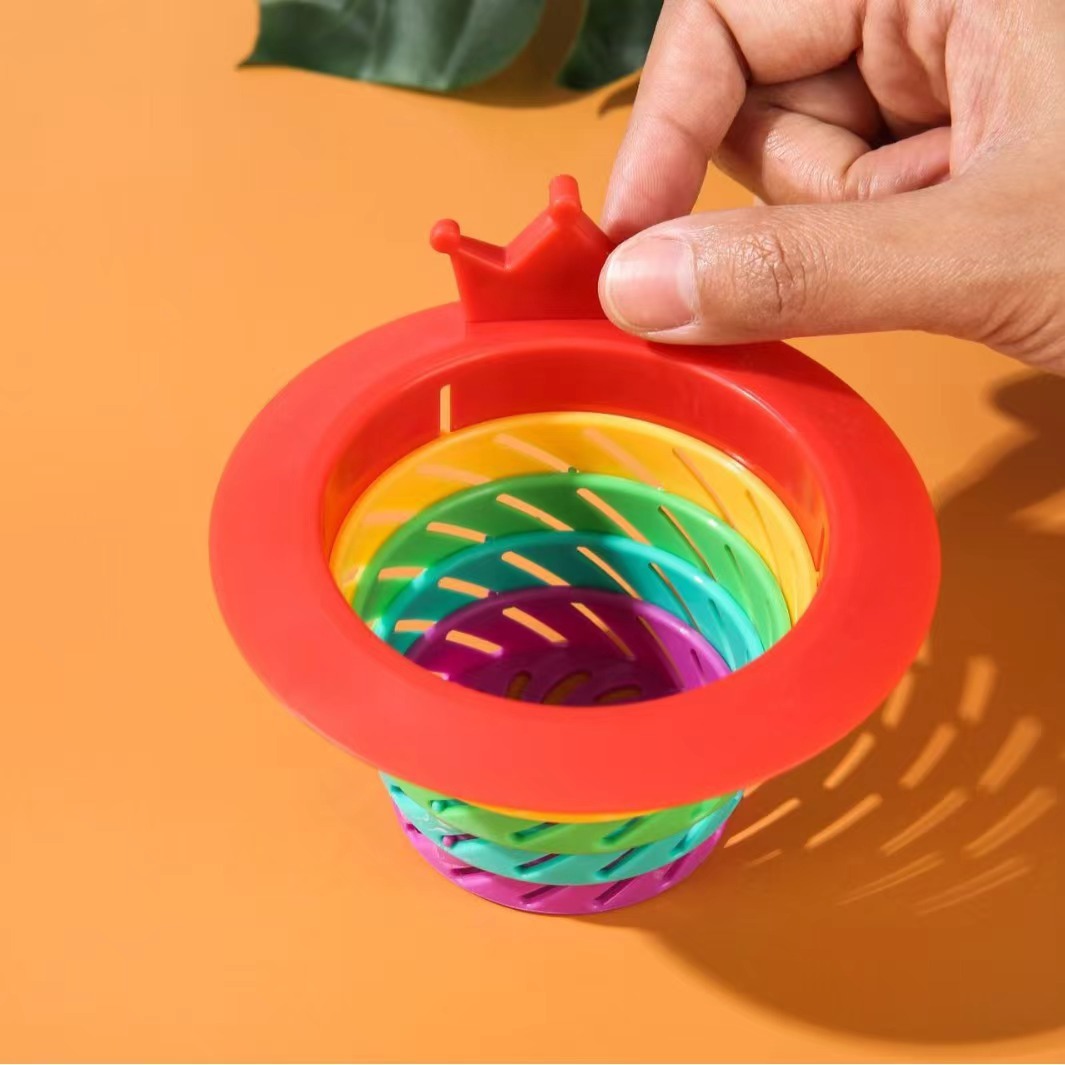 The best-selling little monster rainbow floor drain plastic filter screen is a kitchen foldable anti-clogging sink filter wonder details Picture