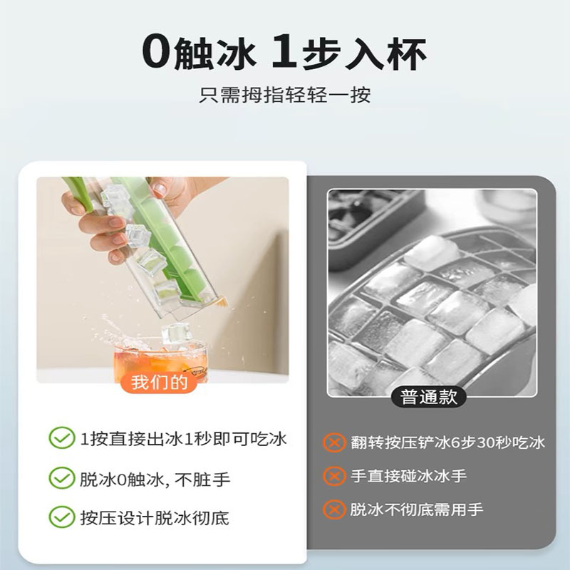 Ice cube mold press-type ice cube tray, food-grade modern ice-making storage box, a household refrigerator ice freezing wonder Specification image