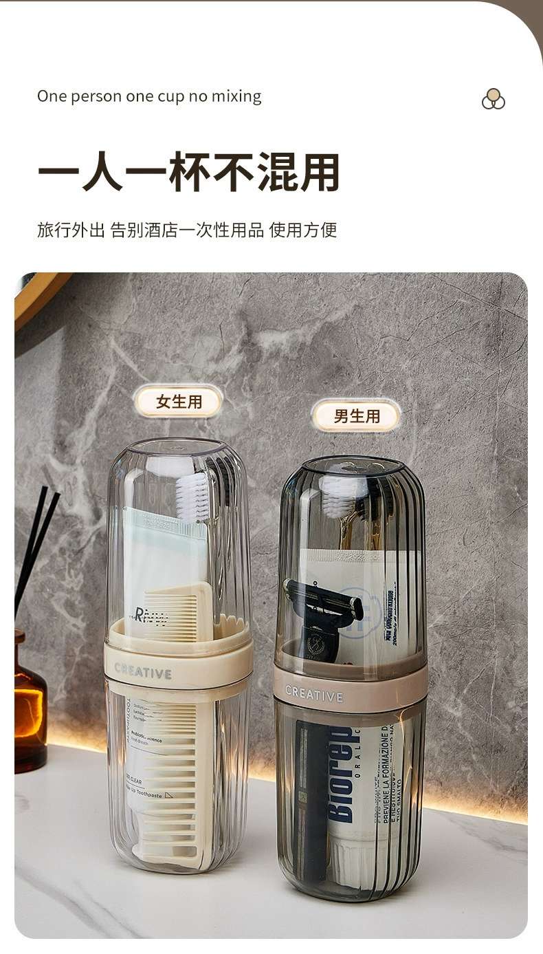 J06-6825 Travel Toothbrush, Mouthwash, Toothache Set, Toothbrush Cup, Covered toothpaste box, Portable Toiletry cup detail image 2