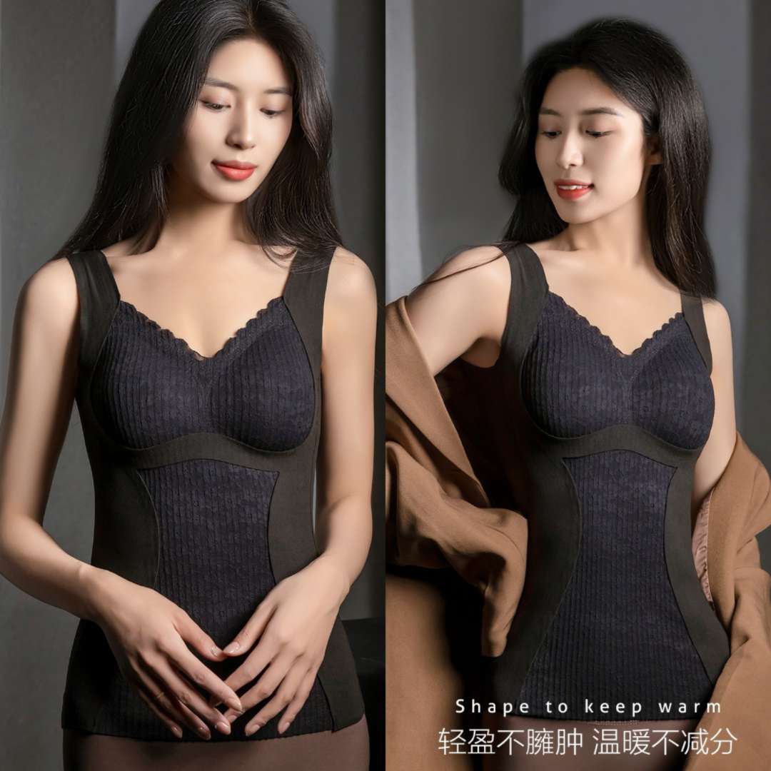 Imperial 8816 Velvet Lace Sexy Warm Vest For Women Thermal Underwear Seamless V-Neck Lace Fixed Cup Warm Women's Base Shirt Application Scenario
