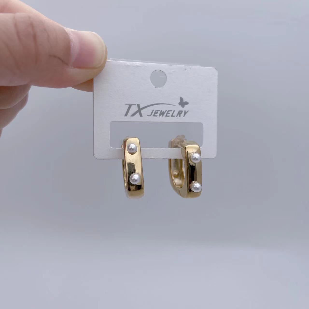 欧美ins天然淡水珍珠几何耳环耳扣高级感轻奢小众气质精致耳饰女