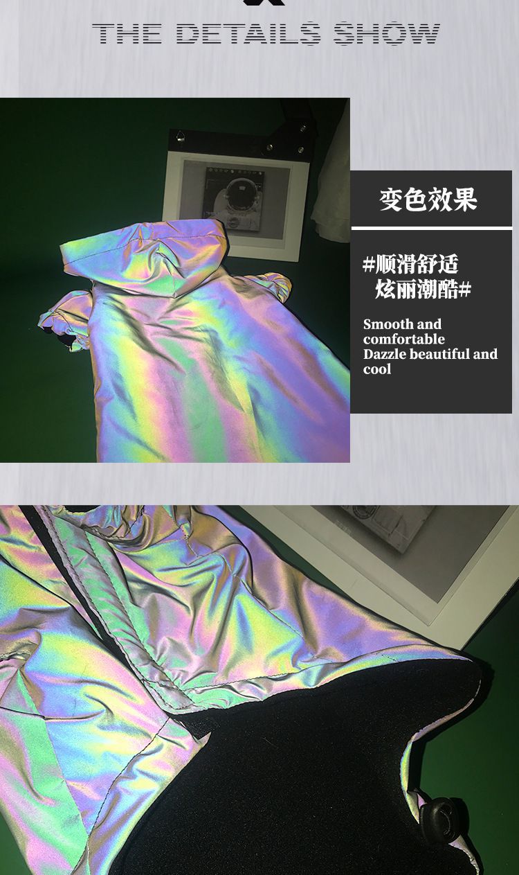 T新款酷炫猫狗外套秋冬加厚防水棉衣反光荧光色冲锋衣猫宠物衣服详情3