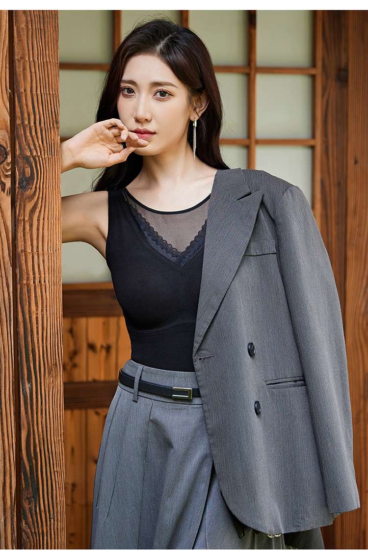 Empire 8820 Down Silk Double Eyelash Lace Thermal Vest Graphene Self-Heating Thermal Underwear Fixed Cup Women's Undershirt Vest undefined