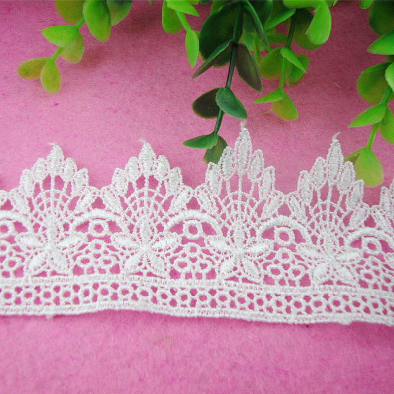 White water-soluble lace, circular embroidery, lace clothing collar, skirt hem, cuffs, handcrafted hair accessories Item Picture