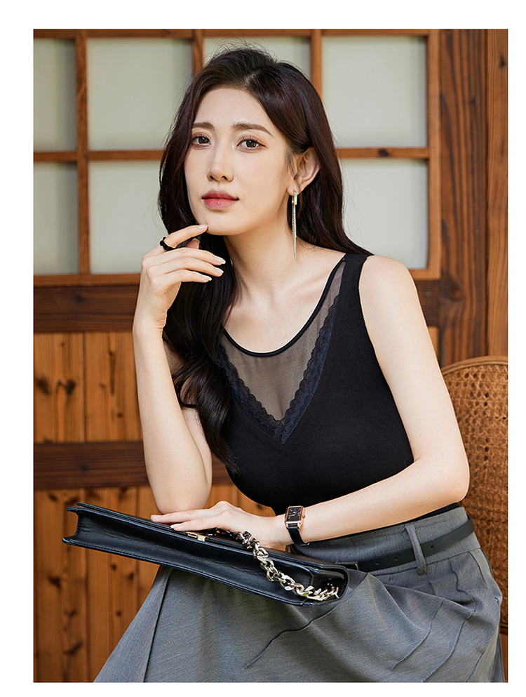 Empire 8820 Down Silk Double Eyelash Lace Thermal Vest Graphene Self-Heating Thermal Underwear Fixed Cup Women's Undershirt Vest undefined