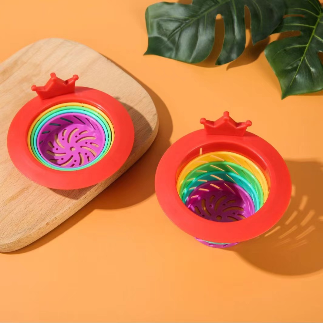 爆款小怪物彩虹地漏 塑料过滤网 厨房可折叠防堵塞水槽过滤残神器