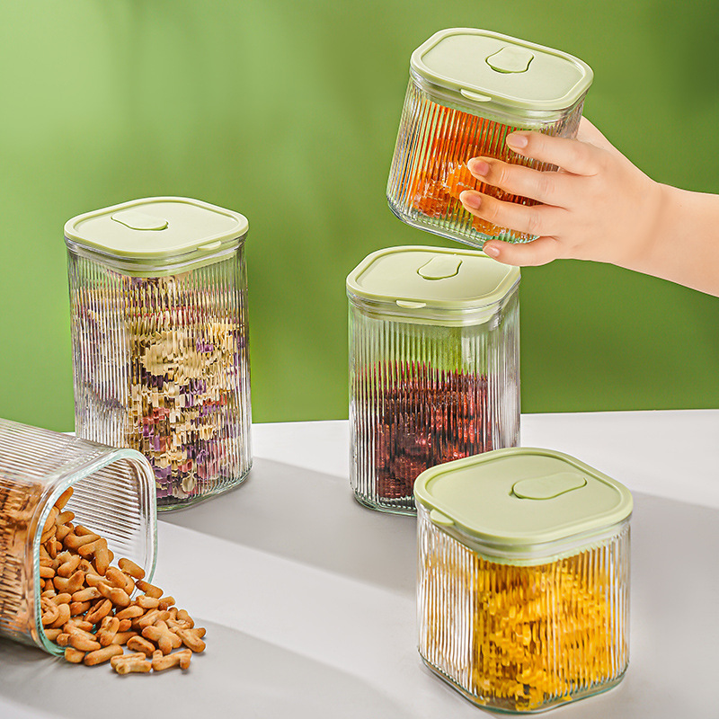 Transparent glass milk powder sealed jar with bamboo lid, dry goods, grains, snacks, glass storage jar, kitchen storage bottle, tea jar details Picture