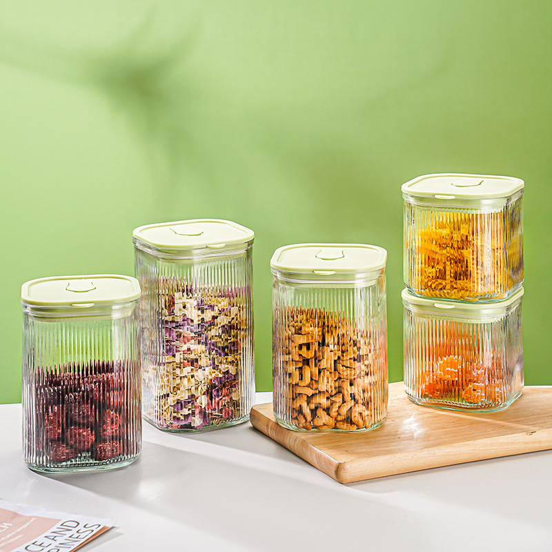 Transparent glass milk powder sealed jar with bamboo lid, dry goods, grains, snacks, glass storage jar, kitchen storage bottle, tea jar Specification image