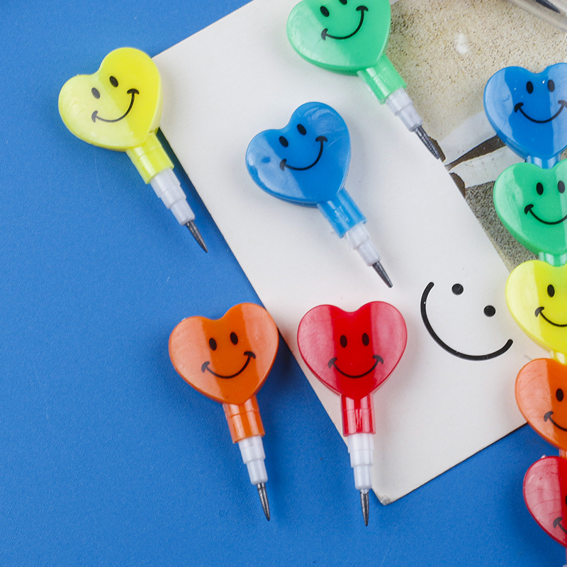 Cute smiling faces, hearts, push-button pencils, mechanical pencils, and movable pencils Specification image
