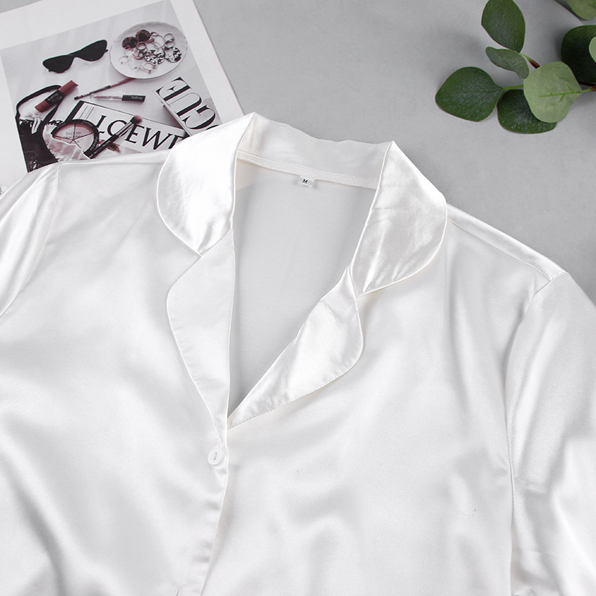 T时尚鸵鸟毛冰丝睡衣羽毛家居服秋季上新欧美衬衣两件套女长睡衣详情6