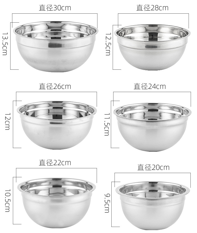 加厚不锈钢沙拉盆 硅胶 家用厨房打蛋盆烘焙搅拌汤盆多用详情4