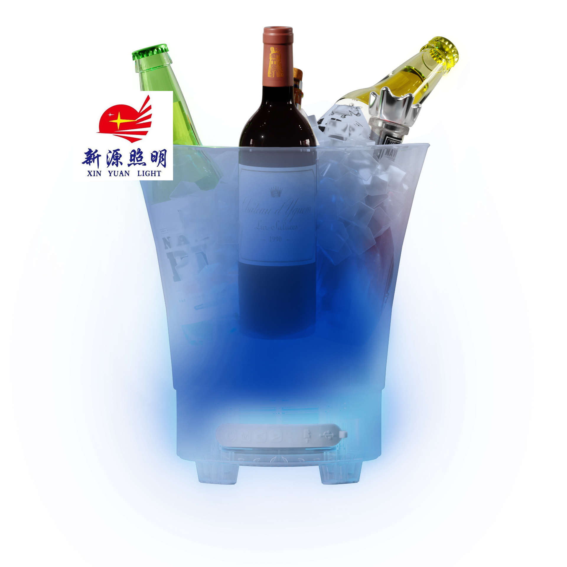 7L Bluetooth Audio Light Ice Bucket Ktv Bar Net Red Party Clear Bar Led Light Wine Frame Brazil Hot Ice Bucket Specification drawing