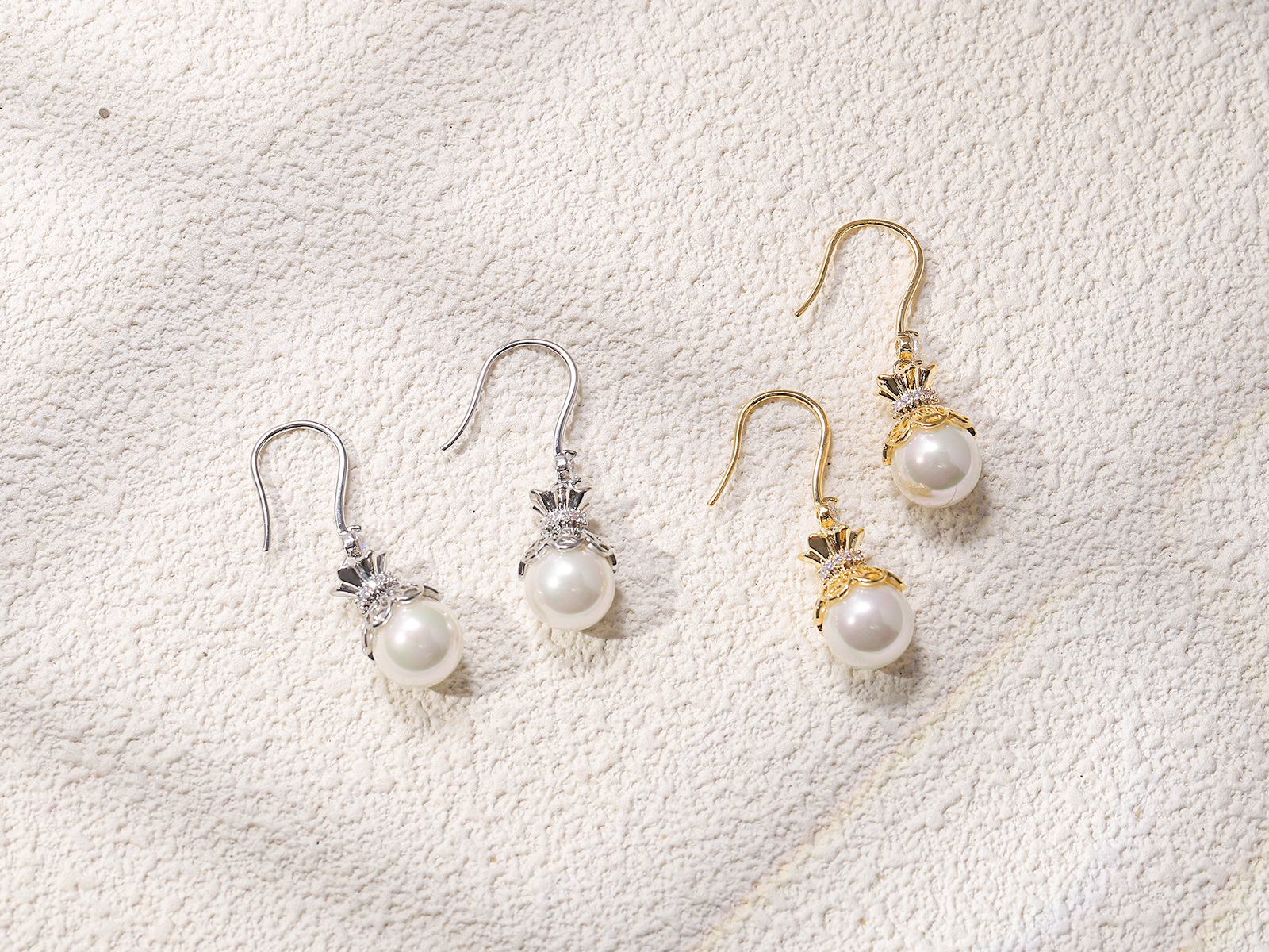 Xuhui brand's fashionable and exquisite copper-plated real gold beaded money bag, simple and elegant earrings, new ear hooks full figure