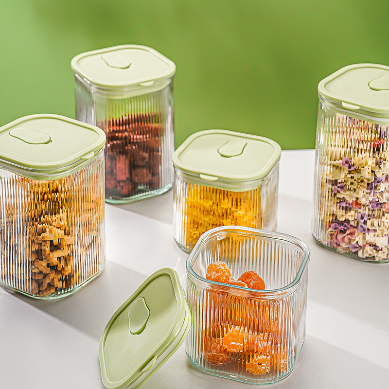 Transparent glass milk powder sealed jar with bamboo lid, dry goods, grains, snacks, glass storage jar, kitchen storage bottle, tea jar