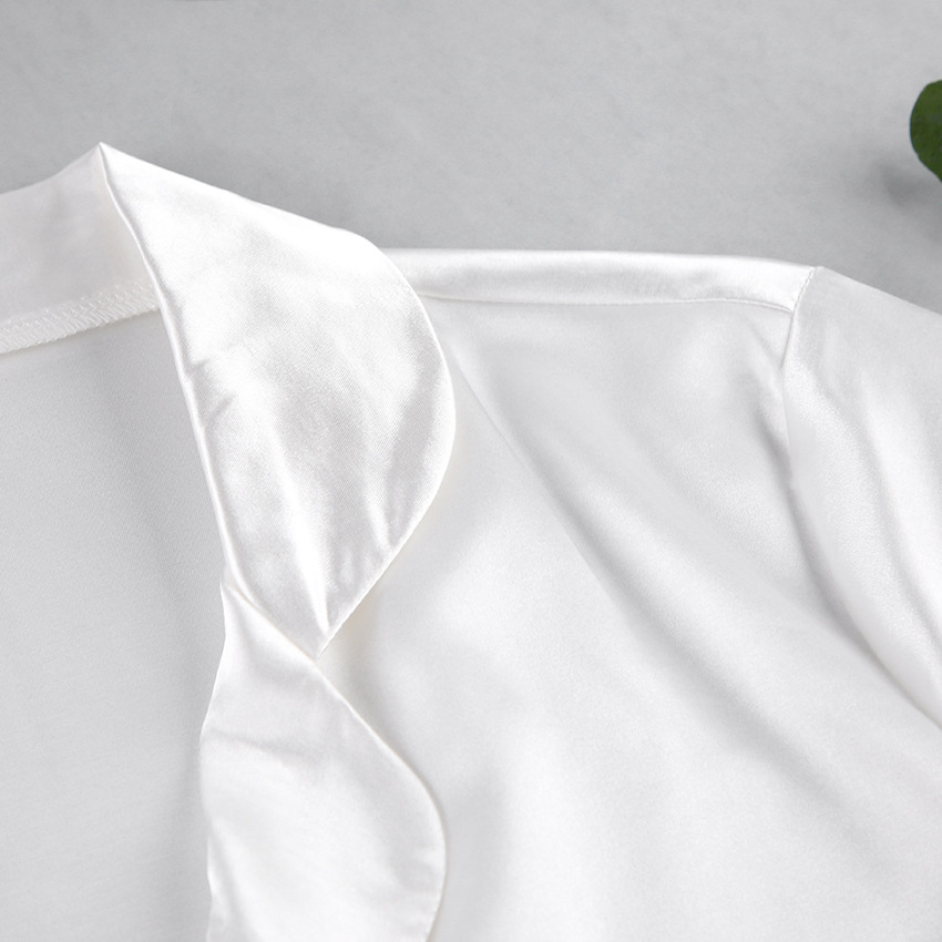 T时尚鸵鸟毛冰丝睡衣羽毛家居服秋季上新欧美衬衣两件套女长睡衣详情7