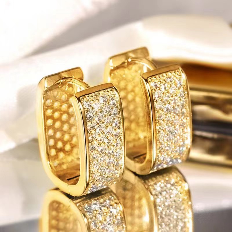 The niche design of the super sparkling zircon fashion earrings and ear buckles exudes a light luxury and is versatile details Picture