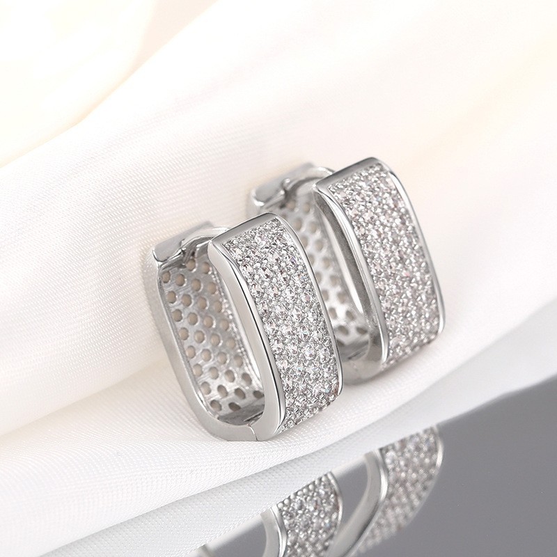 The niche design of the super sparkling zircon fashion earrings and ear buckles exudes a light luxury and is versatile Specification image