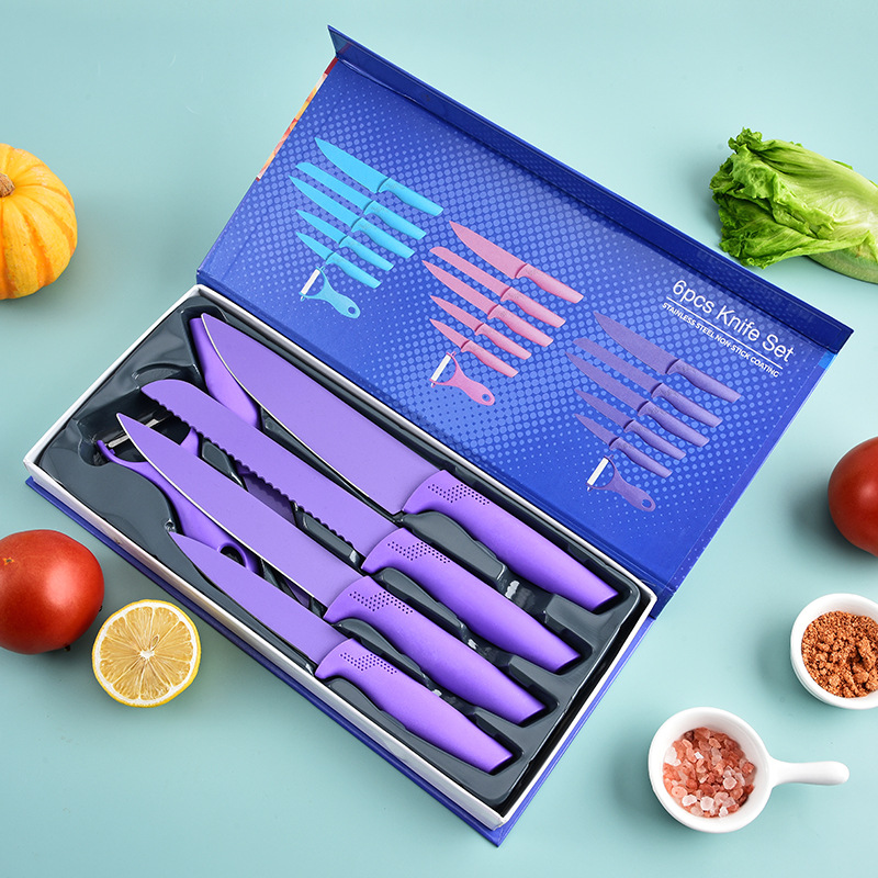 Stainless steel knife set, six-piece bird handle set, peeler, chef's knife, kitchen knives Application Scenario