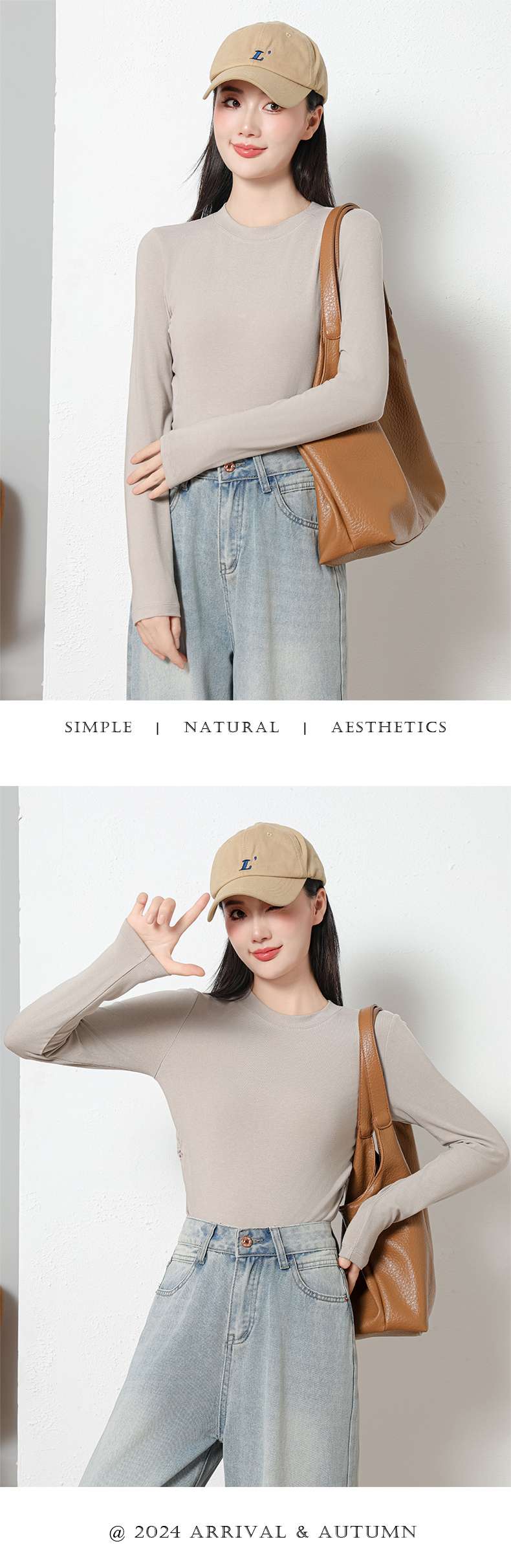 The American Empire 2532 Fashion Crewneck Fold Women's Bottom Shirt Autumn And Winter New Solid Color Simple Fashion Women's Bottom Shirt Top undefined