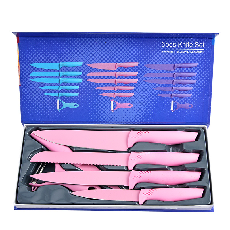 Stainless steel knife set, six-piece bird handle set, peeler, chef's knife, kitchen knives details Picture