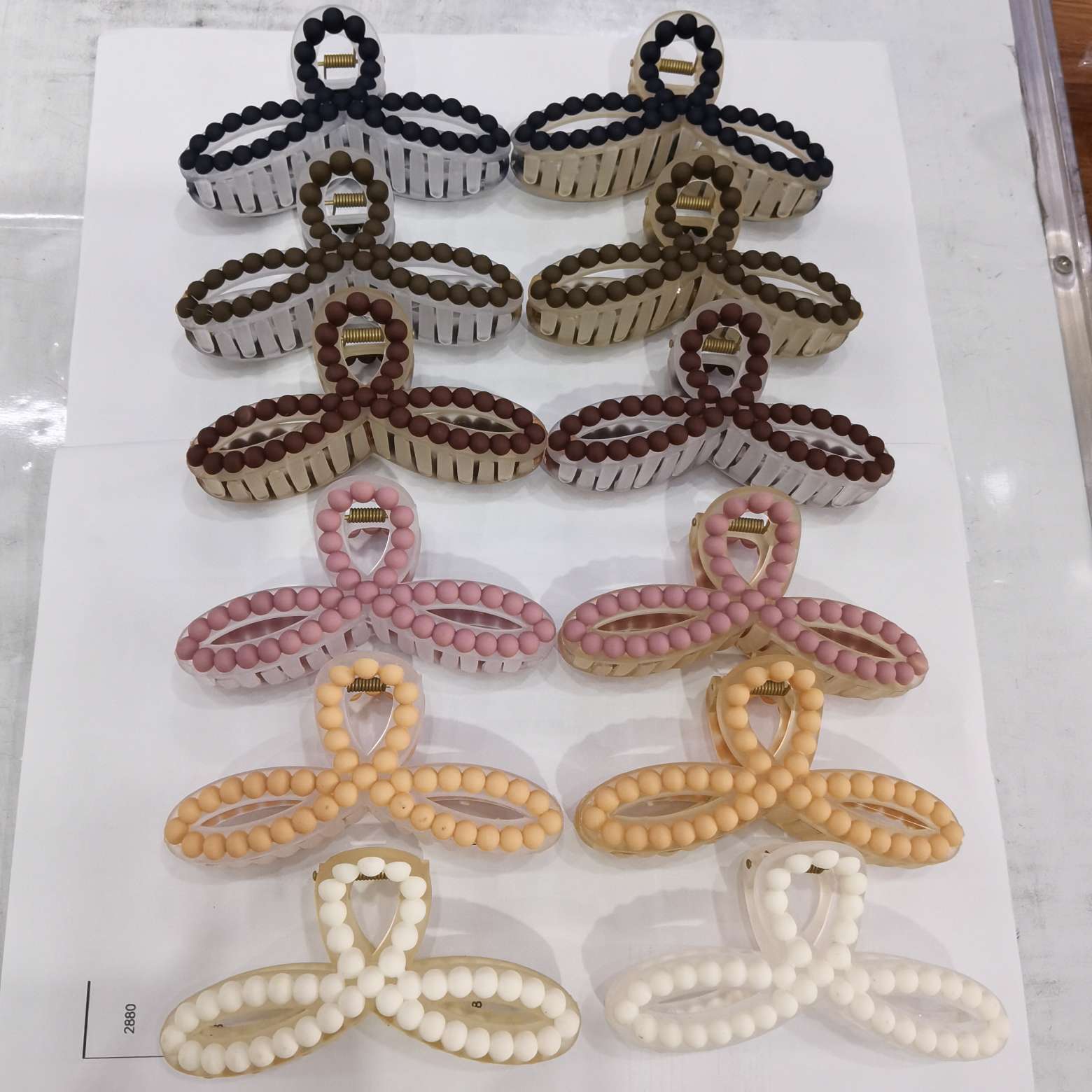 11 cm rubber matte 6-color pearl hair clip detail image 4