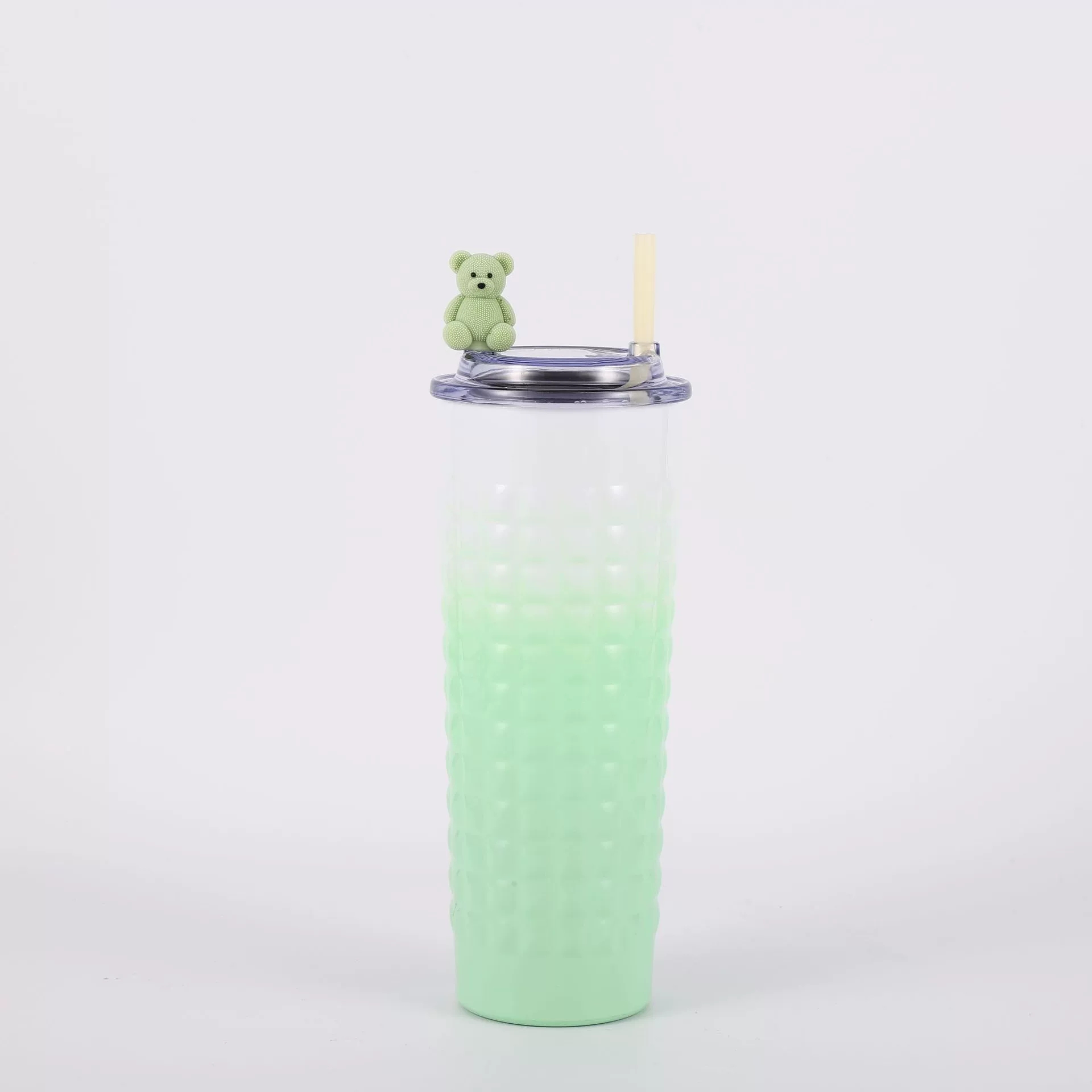 H185- Hammer-textured durian Insulated Cup, gradient color Stainless Steel Cartoon Straw Cup, Portable Cup, Transparent lid Coffee Cup, Insulated Cup detail image 12