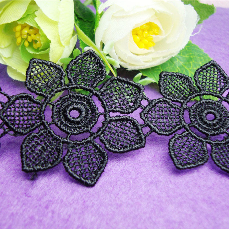 Hanfu lace, black embroidered lace, lace, curtains, clothing, hats, decorations, home textiles, handcrafted Item Picture