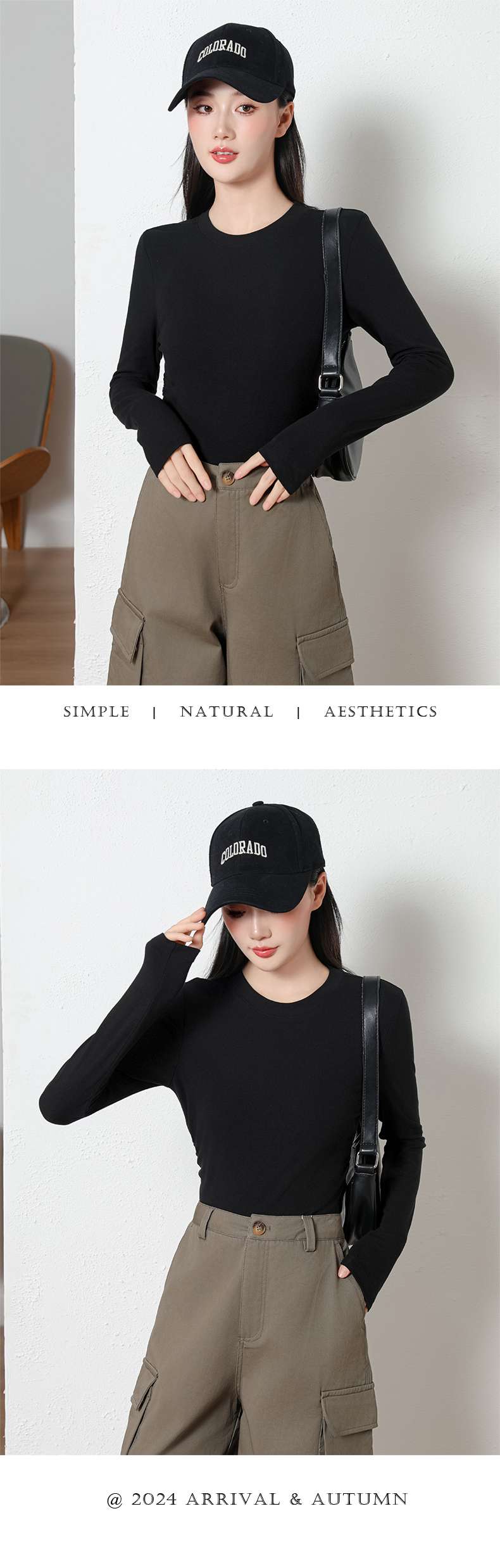 The American Empire 2532 Fashion Crewneck Fold Women's Bottom Shirt Autumn And Winter New Solid Color Simple Fashion Women's Bottom Shirt Top undefined