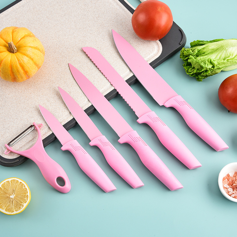 Stainless steel knife set, six-piece bird handle set, peeler, chef's knife, kitchen knives Item Picture