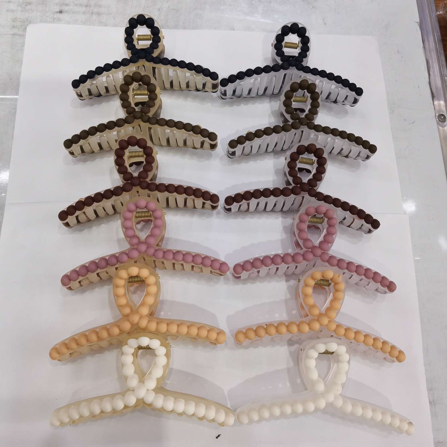 11 cm rubber matte 6-color pearl hair clip detail image 5