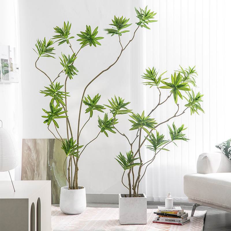 Large indoor and outdoor bionic artificial flower potted plants with artificial lilies and bamboo, floor-standing living room ornaments details Picture
