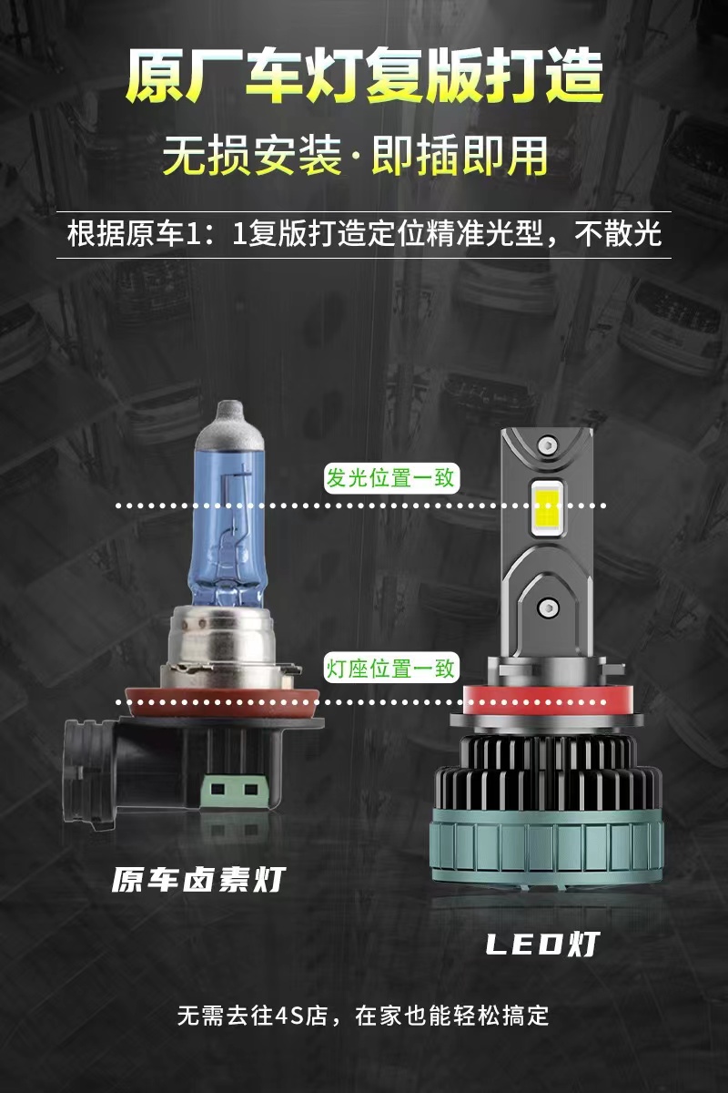 汽车LED大灯V10汽车大灯180W远光灯大功率H4H7汽车配件详情13