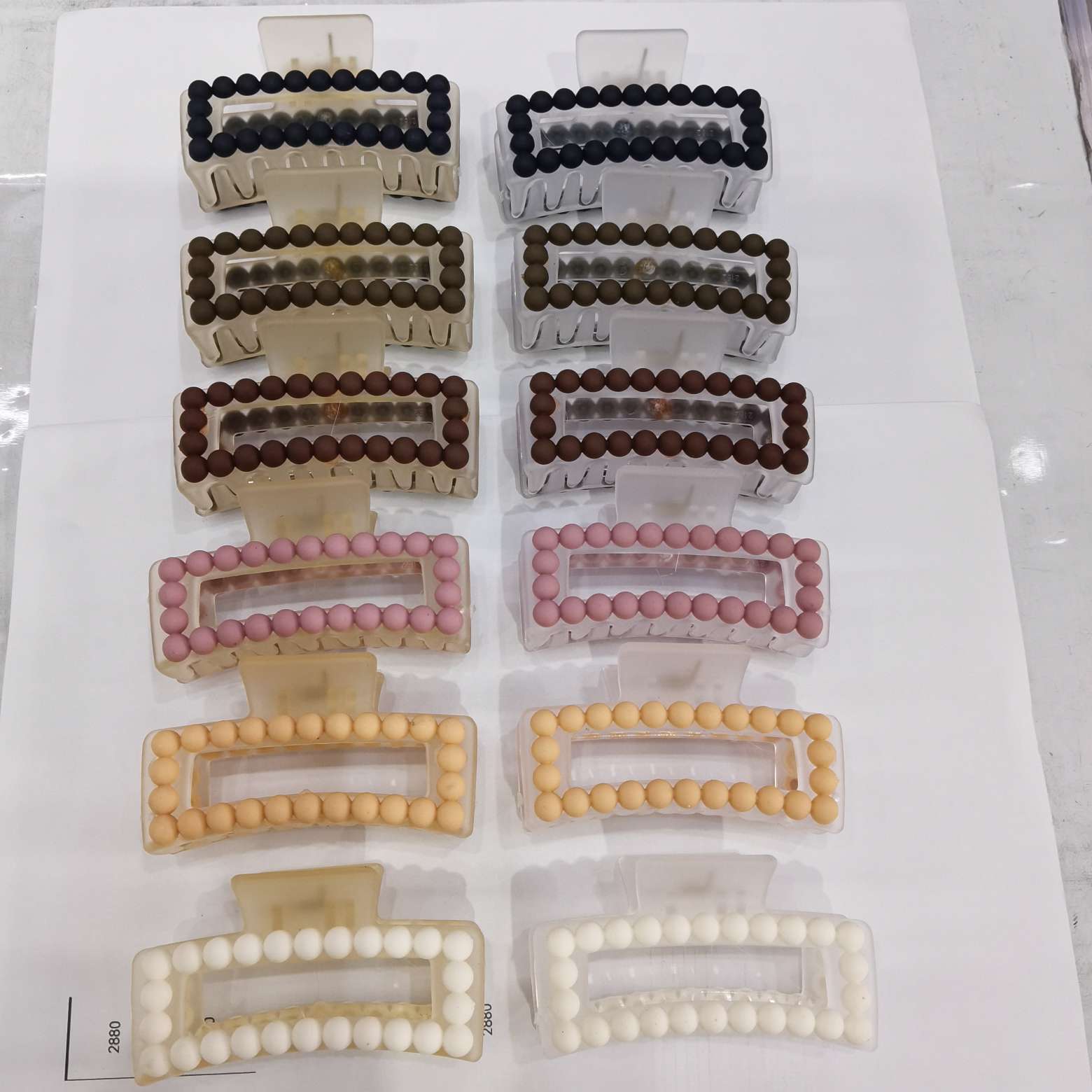 11 cm rubber matte 6-color pearl hair clip detail image 2