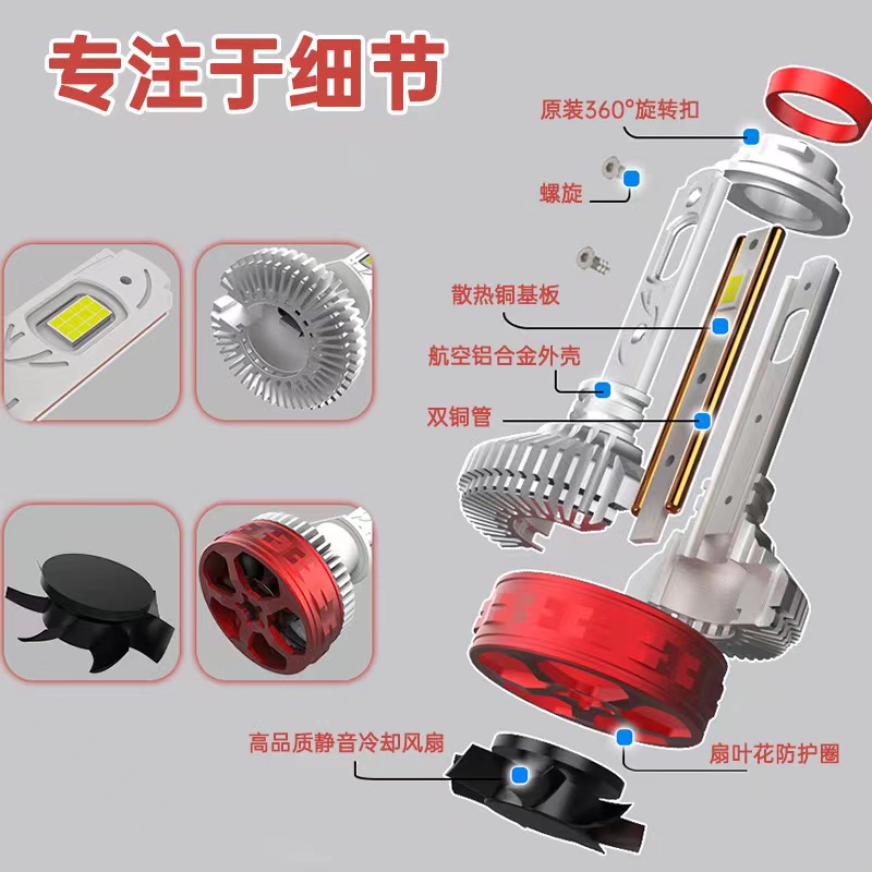 Automotive LED headlights V12, 150W high beams, high-power H4, H7, automotive parts Specification drawing