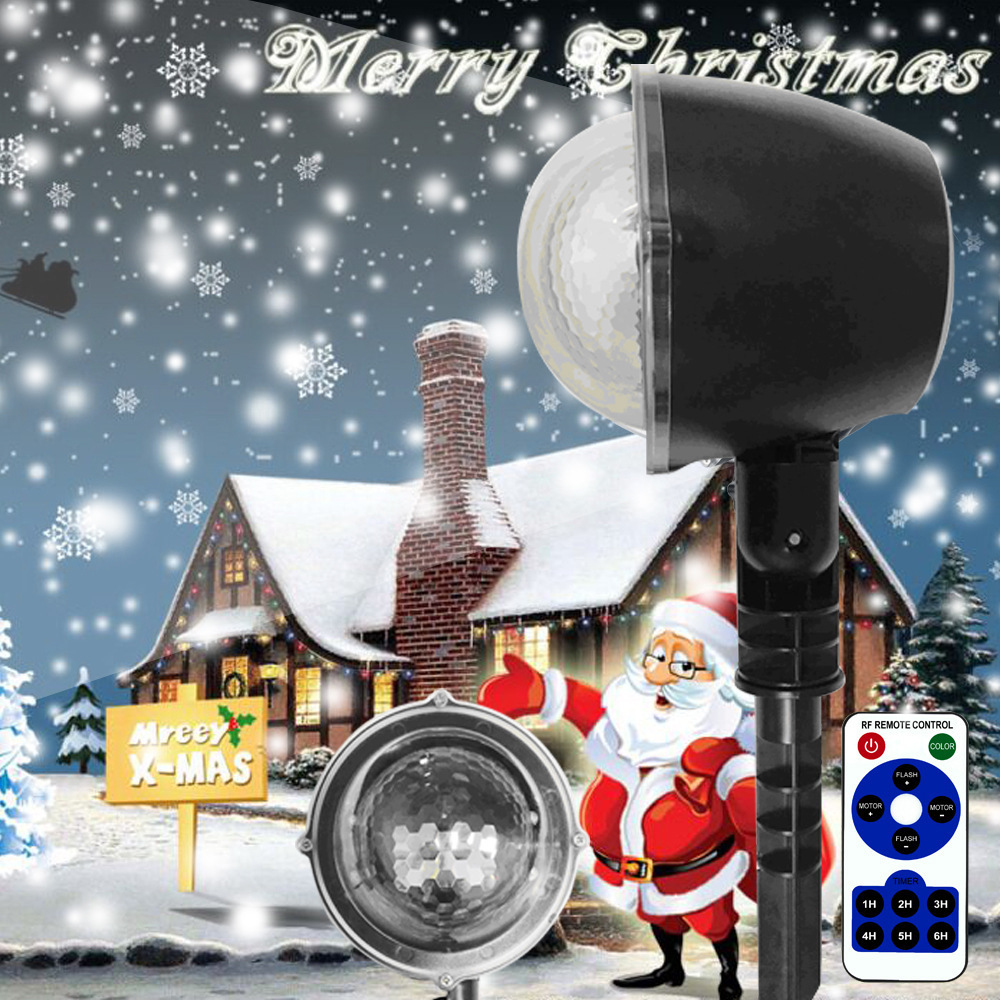 New outdoor Christmas mini crystal magic ball waterproof snowflake projection light strip remote snow light product details Picture