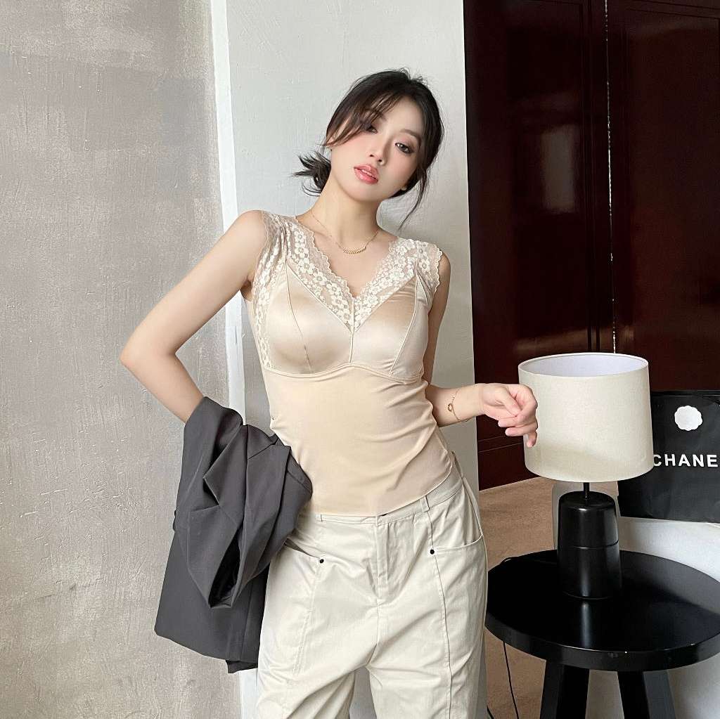 Imperial 066 Advanced Lace Satin Thermal Vest Autumn And Winter Gentle Fashion Foreign Air Warm Hair Hot Heating Thermal Underwear details Picture