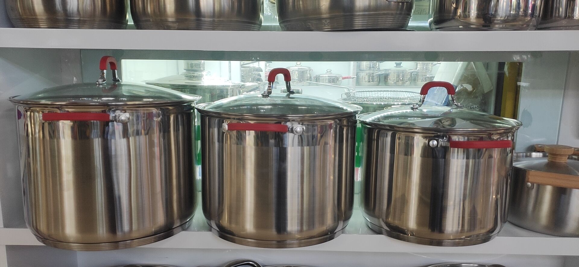 Stainless steel silicone blue handle large soup pot, stainless steel silicone blue handle large soup pot details Picture