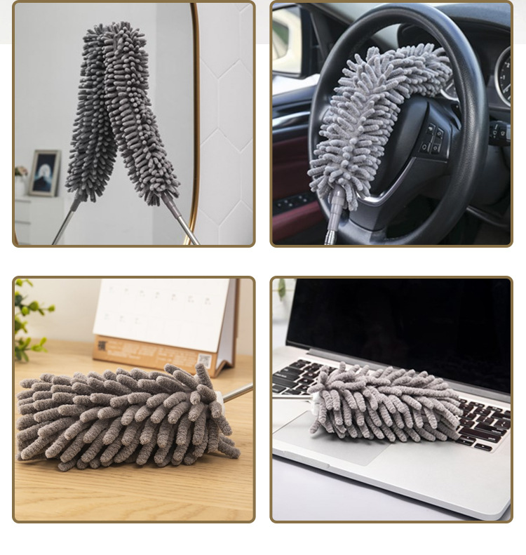 超细纤维加长鸡毛掸子可伸缩长杆静电除尘掸扫灰静电吸附灰尘刷详情3