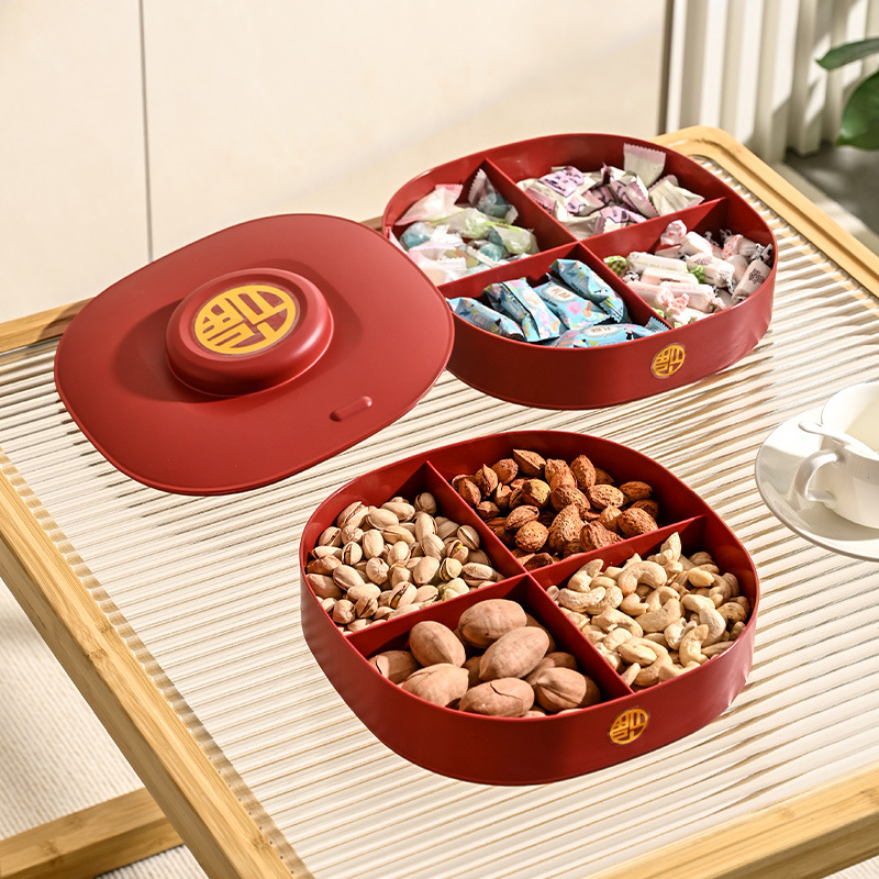 Fruit plate, home living room coffee table, dried fruit storage box, melon seed candy box, 2023 new style wedding snack display plate Specification image