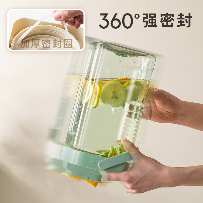 Refrigerator cold water kettle with faucet, large-capacity household cold brewing kettle, fruit tea cold water kettle, juice drink details Picture
