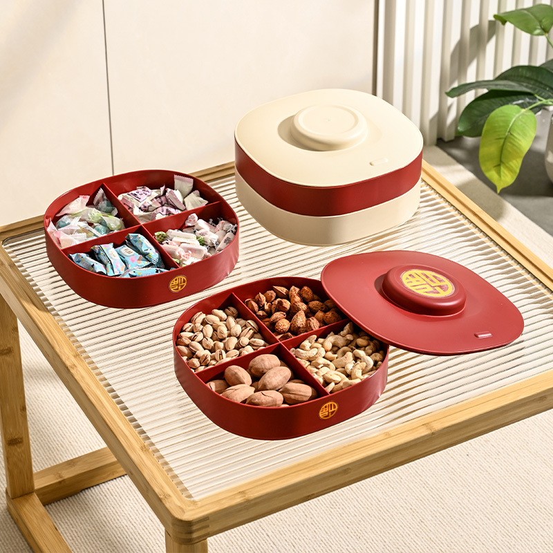 Fruit plate, home living room coffee table, dried fruit storage box, melon seed candy box, 2023 new style wedding snack display plate details Picture