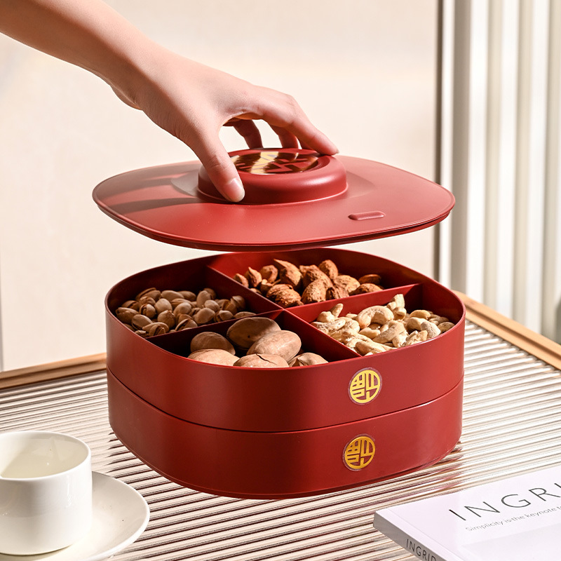 Fruit plate, home living room coffee table, dried fruit storage box, melon seed candy box, 2023 new style wedding snack display plate Application Scenario