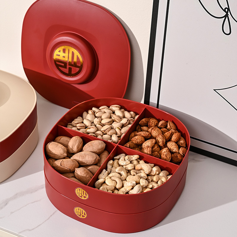 Fruit plate, home living room coffee table, dried fruit storage box, melon seed candy box, 2023 new style wedding snack display plate Item Picture