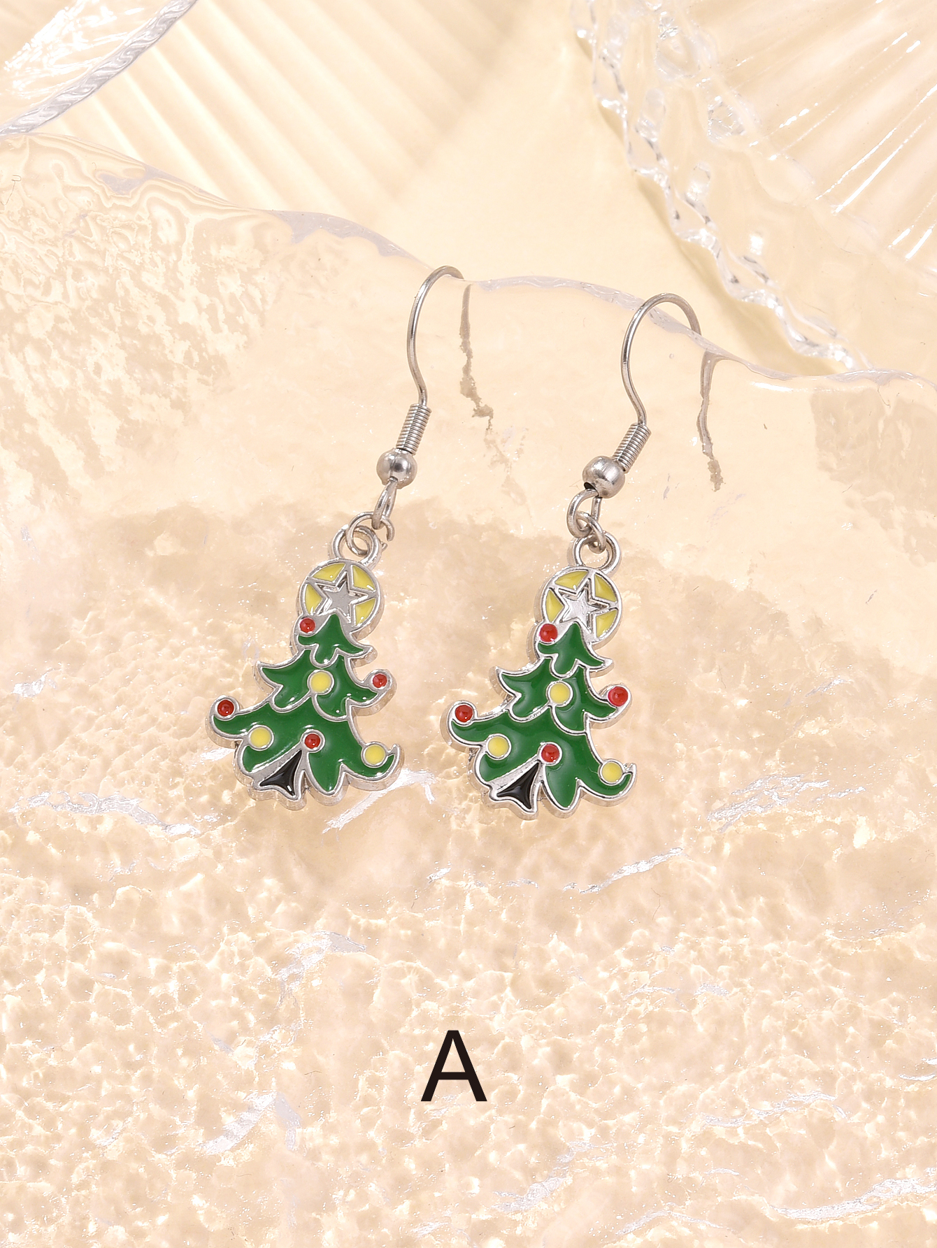 Santa Claus snowflake earrings, Christmas tree ornaments, pendant earrings, creative Christmas style earrings, diy pendant pendants Item Picture
