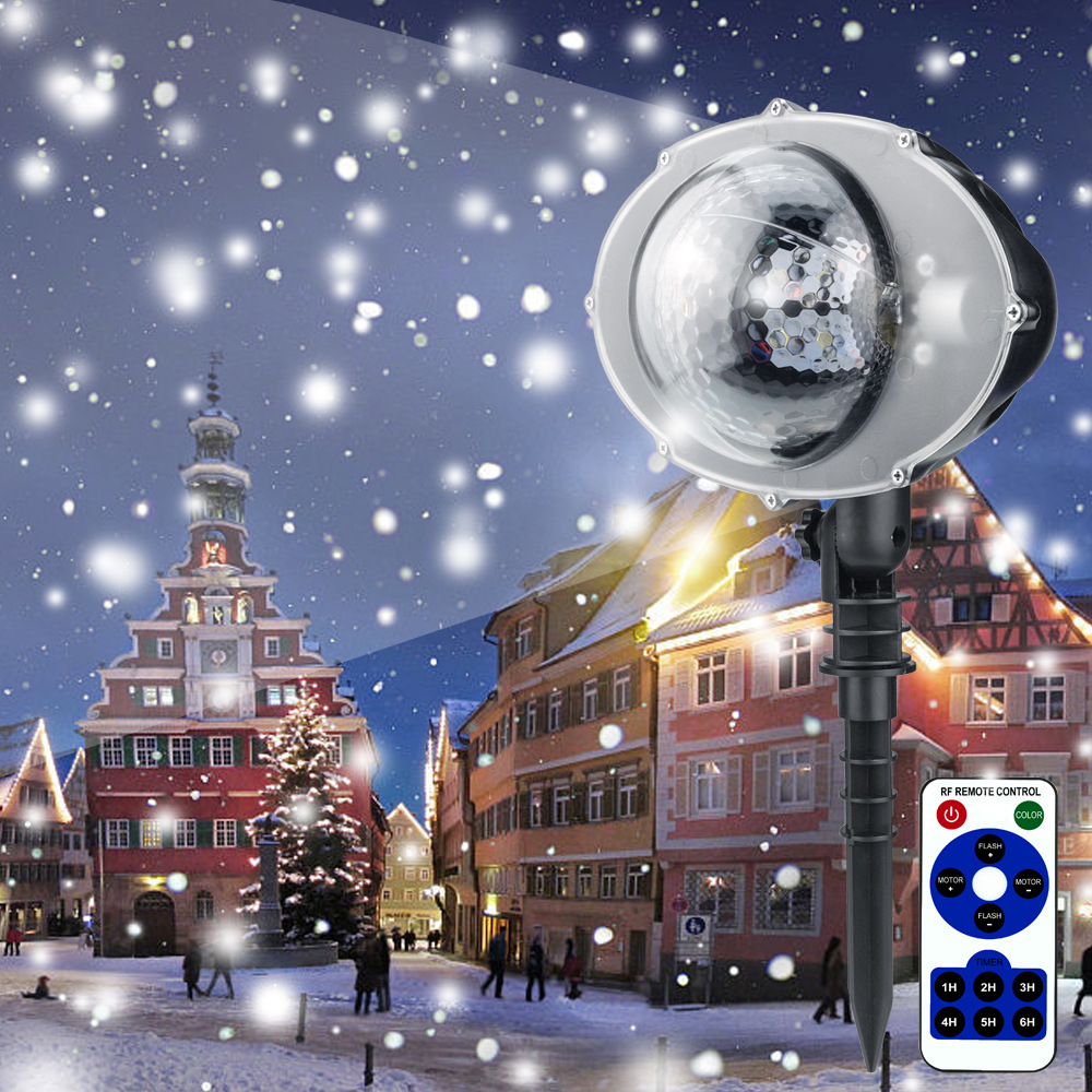 New outdoor Christmas mini crystal magic ball waterproof snowflake projection light strip remote snow light product