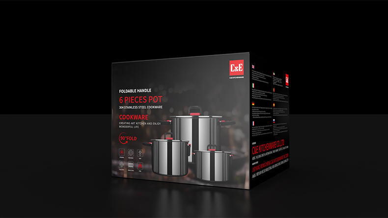  C&E創(chuàng)藝鍋具6件套不同容量雙耳可折疊湯鍋多功能燉煮燜煲湯鍋廚房家用詳情16