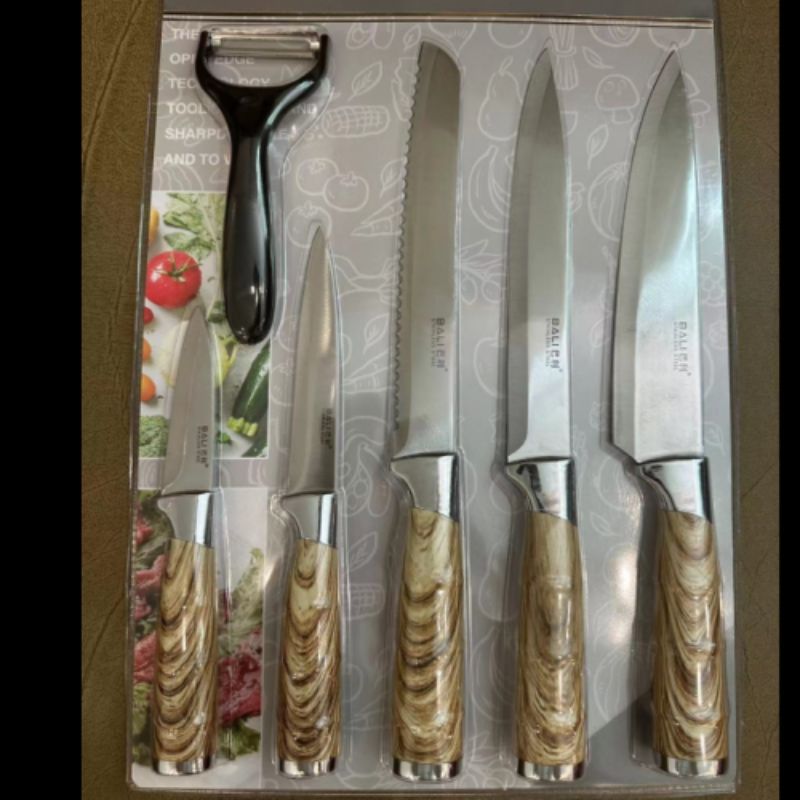 刀具刀具套装厨房菜刀水果刀组合套刀木纹柄产品图