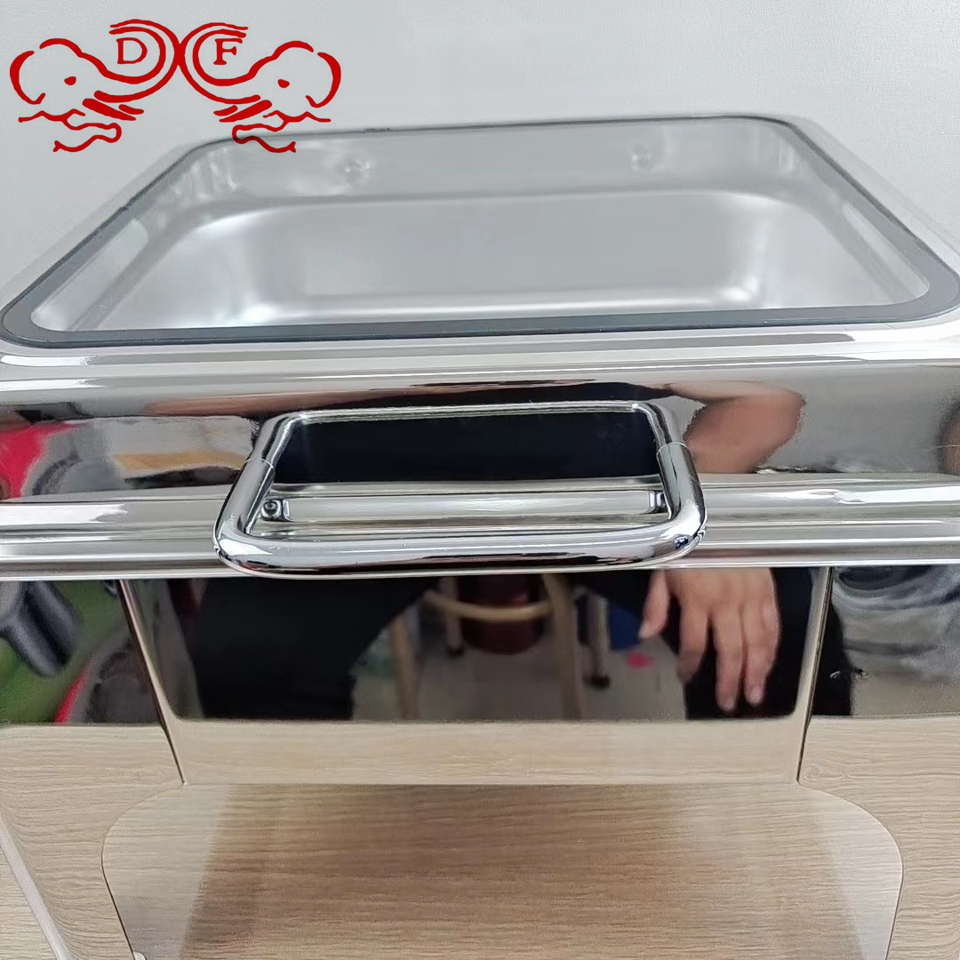Df68702 Stainless Steel Buffet Stove Hotel Electric Heating Holding Furnace Visual Glass Adjustable Hydraulic Furnace Df Tradinghouse Specification drawing