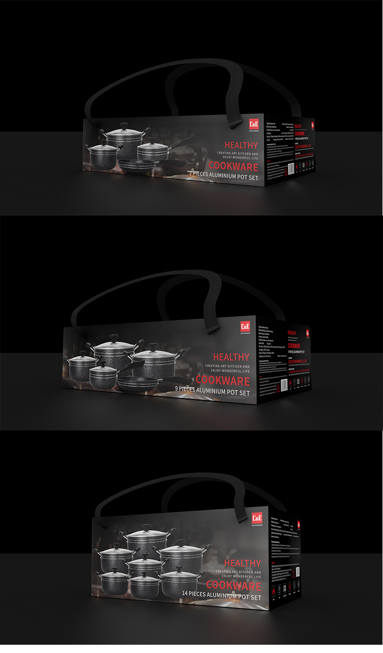 C&E Creative Cookware 7-piece set, stretch cast aluminum frying pan, milk pan, soup pot of different capacities, kitchenware, household wholesale pic 17