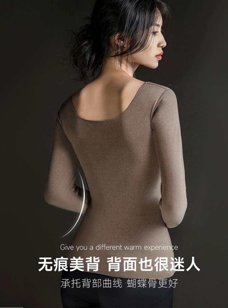 Imperial 8816 Long Sleeve Lace Fleece Shaped Warm With Chest Pad Seamless Base For Women Lace Fleece Fixed Cup One Warm Underwear For Women Specification drawing